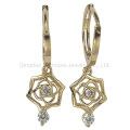 925 Silver 10K 14K 18K Gold Rose Shape Fashion Earring/Aretes